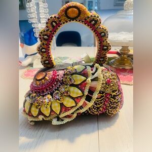 Mary Frances bag - NWOT pinks , blacks, yellow